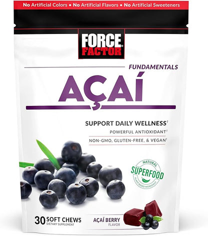 Force Factor Acai Soft Chews Immune Support and Smarter Greens Superfood Chews Digestion Support Bundle, 30 and 60 Count