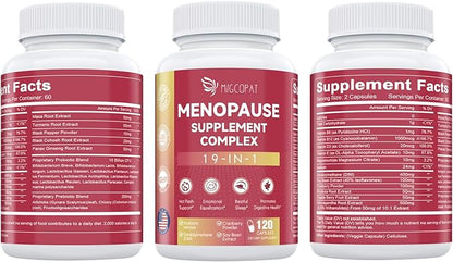 Menopause Supplements for Women, 10 Billion CFU Probiotic, 19-in-1 Multivitamin&Botanicals Extract, DIM, Hormonal Balance, Support Hot Flashes, Night Sweats, Mood, Sleep|Vegan, 120 Capsules