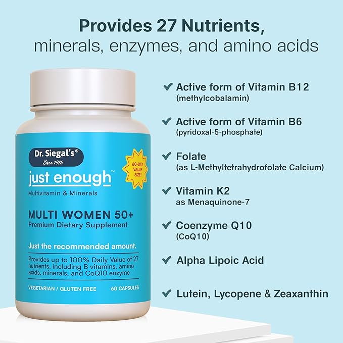 Dr. Siegal's Just Enough Multivitamin and 50 Plus, 60 Capsules, 60 Servings, 50 and