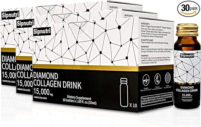 Diamond Liquid Collagen Drink, 15000mg Hydrolyzed 50ml x 10 Bottles(3 Bottles(3 Boxes)