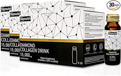 Diamond Liquid Collagen Drink, 15000mg Hydrolyzed 50ml x 10 Bottles(3 Bottles(3 Boxes)