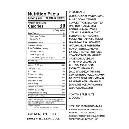 Barcode with Electrolytes, BLUEKISS (12 Pack) - Premium Hydration, No Added Sugar - Adaptogen-Powered Plant-Based Beverage - 12 Vitamins & Minerals for Immunity & Performance