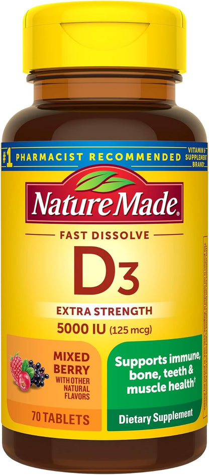 Nature Made Extra Strength Vitamin D3 5000 IU (125 mcg), 70 Sugar 70 Day