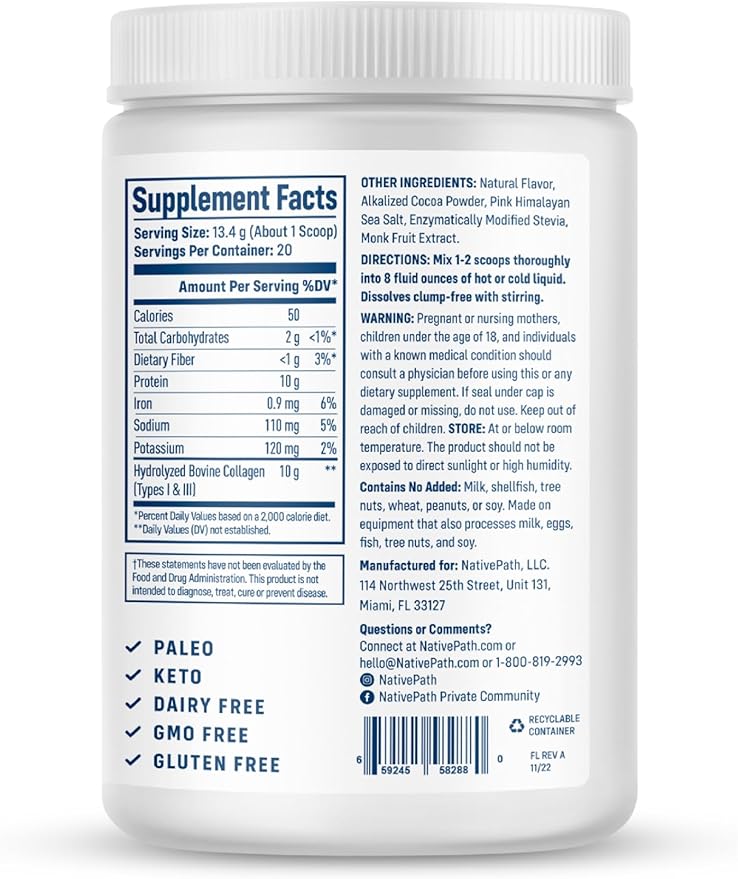 NativePath Collagen Peptides 1 & 3 Collagen. 228g)