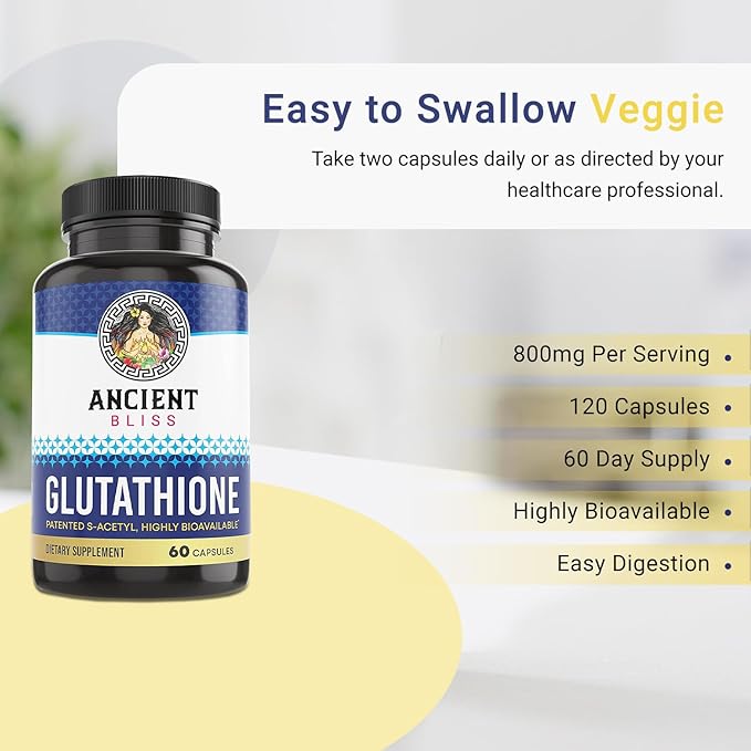 Ancient Bliss S-Acetyl Glutathione Supplement Cellular (60 Capsules)