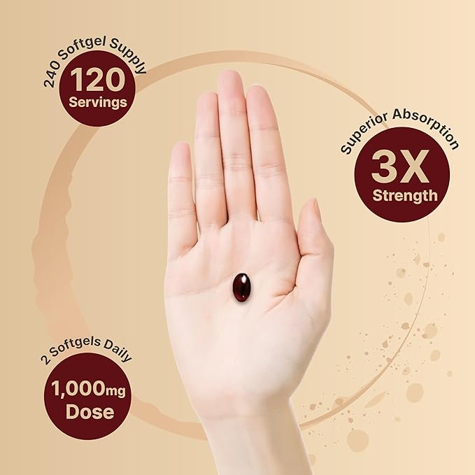 NatureBell Antarctic Krill Oil 1000mg Supplement, 240 Softgels, Omega-3s, EPA,