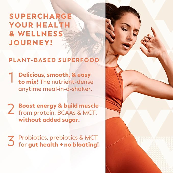 Veeg Meal Replacement Powder, All-in-One Plant-Based Protein Superfood with 50+ Superfoods & Vitamins, Organic Greens & Reds, MCT, Probiotics | Non GMO Vegan Protein Powder Chocolate, 15 Servings