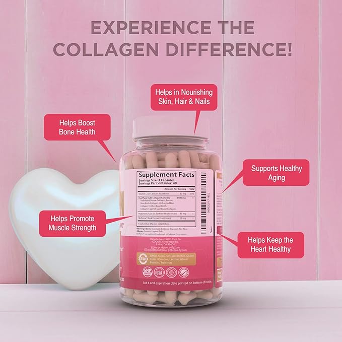 Premium Collagen Pills for Women 120 Capsules, 2100 mg