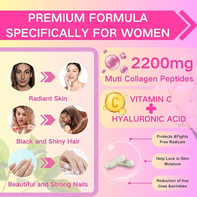 Premium Collagen, Hydrolyzed Collagen Peptides Capsules