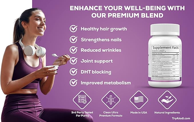 Super Collagen 1000mg, Biotin 10000mcg, Keratin 250mg, Hyaluronic 500mg -