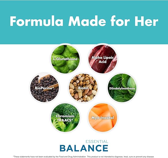 Essential Balance Hormonal Support and Vitamin Supplement for Women by Foxy Fit – Antioxidant, Healthy Skin & Hair for Daily Use* (30 Servings)