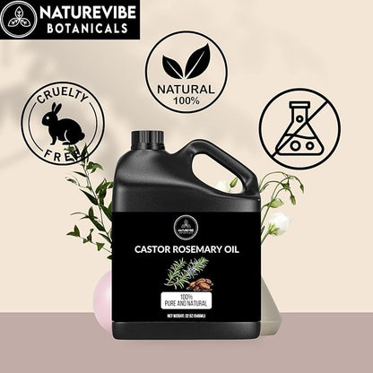 Naturevibe Botanicals Castor Rosemary Oil 32 Ounces 100% Pure