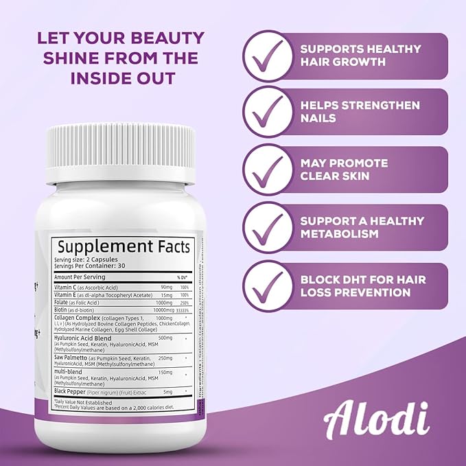 Super Collagen 1000mg, Biotin 10000mcg, Keratin 250mg, Hyaluronic 500mg -