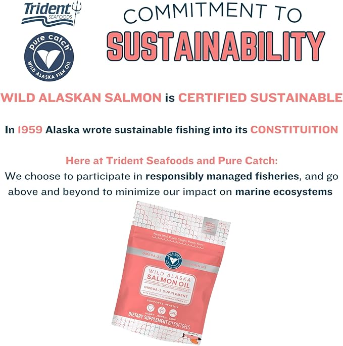 Trident Seafoods Pure Catch Wild Alaskan D3 - Omega-3 Salmon 60 Count