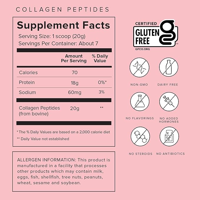 Truvani Hydrolyzed Collagen Peptides 7 Servings 20g Grass-Fed