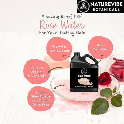 Naturevibe Botanicals Rose Water 32 Ounces 100% Pure