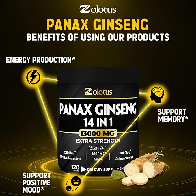 Premium Panax Ginseng 14 in 1, 13X Potency, 120 Capsules