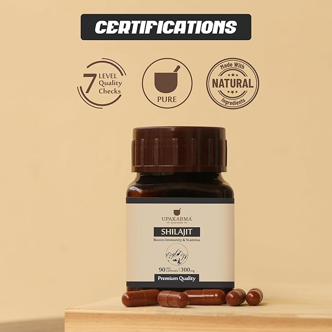 Upakarma Ayurveda 100% Pure Shilajit 90 Minerals-1000 MG 2 Capsule(Daily 45 Days 1
