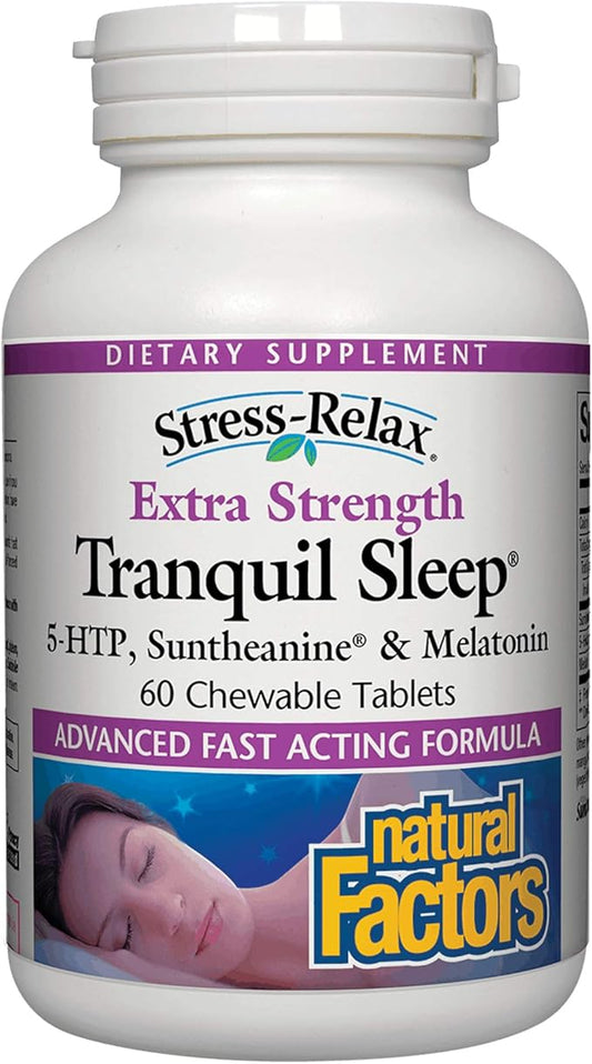 Natural Factors Stress-Relax Tranquil Sleep Extra 5-HTP, Melatonin, 60 tablets (60 servings)