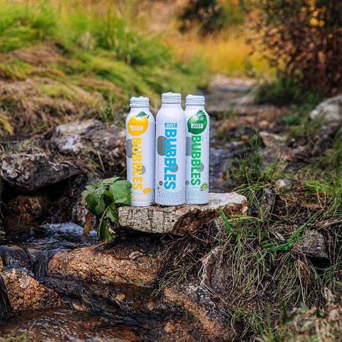 JUST Bubbles Lime - Pure Premium Sparkling Spring Water in a Fully Recyclable Reusable Eco-Friendly Bottle - 100% Mountain-Sourced Carbonated Water with Naturally Occurring Minerals, 16 Fl Oz (Pack of 12)