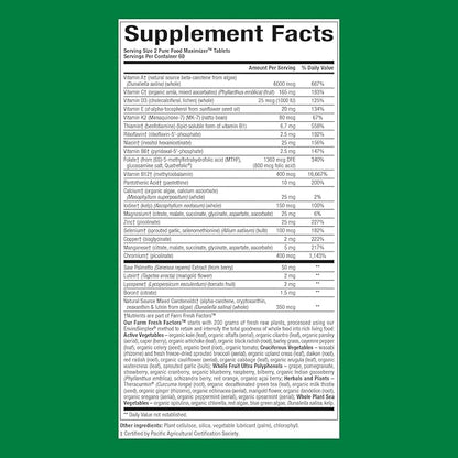 Natural Factors Whole Earth & Sea Men's 50+ Multivitamin & Mineral, 1 Serving Contains Nutrition Equivalent to ½ lb of Veggies, 120 Tablets