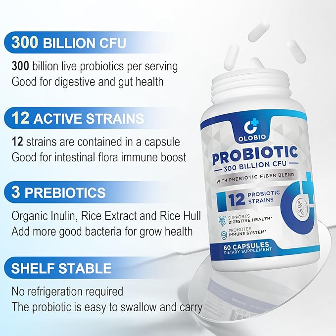 300 Billion CFU Probiotic, Probiotics 12 Probiotics 3 Prebiotics, 60 Counts