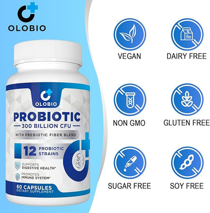 300 Billion CFU Probiotic, Probiotics 12 Probiotics 3 Prebiotics, 60 Counts