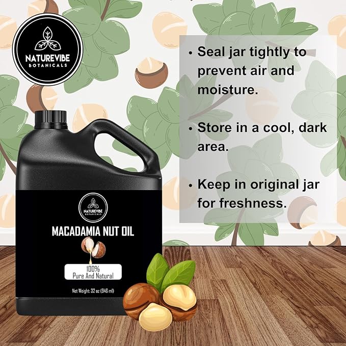 Naturevibe Botanicals Macadamia Oil 32 Ounces 100% Pure