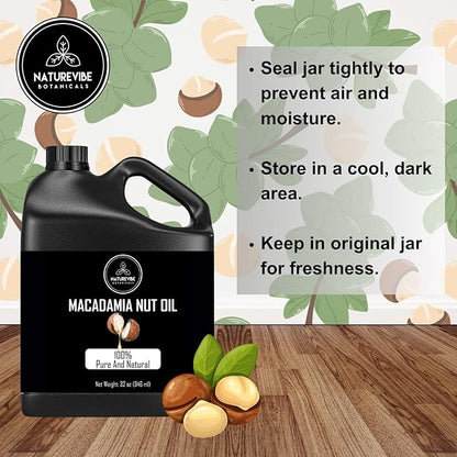 Naturevibe Botanicals Macadamia Oil 32 Ounces 100% Pure