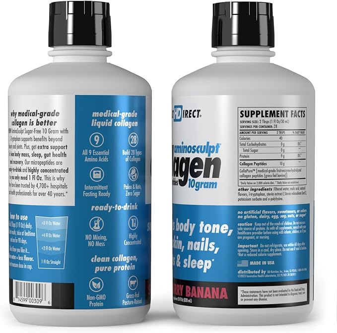 HEALTH DIRECT – AminoSculpt Liquid Collagen 28 FL 28 Servings 10 Grams