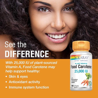 Solaray Food Carotene, Vitamin A as 25000IU Carotenoids (076280041217) (100 (100 CT)