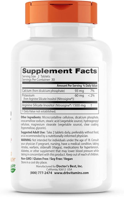 Doctor's Best Fast Acting Arginine Complex 750mg, White (DRB-00406), Tablet, 60 count