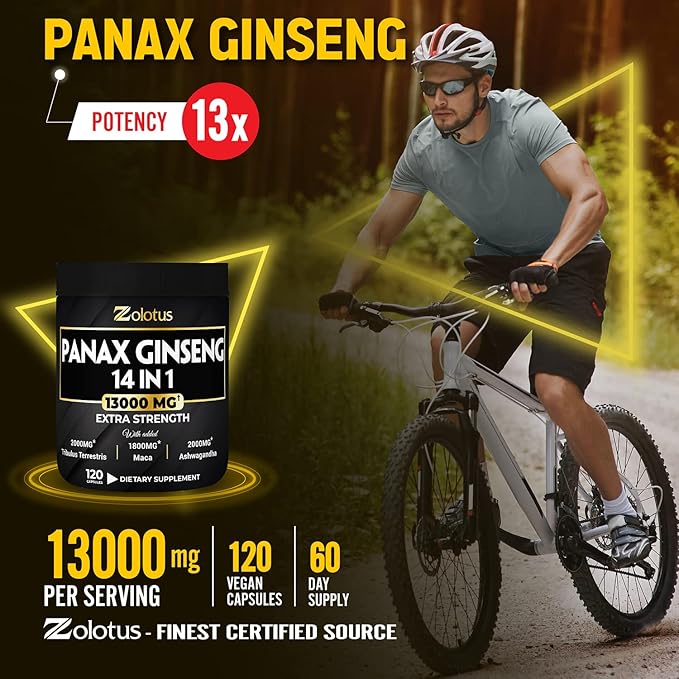 Premium Panax Ginseng 14 in 1, 13X Potency, 120 Capsules