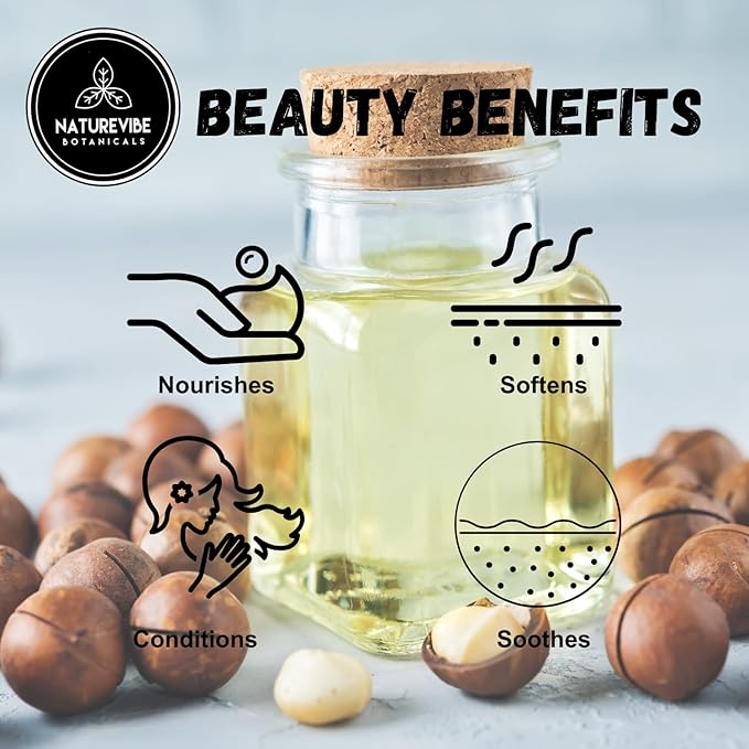 Naturevibe Botanicals Macadamia Oil 32 Ounces 100% Pure