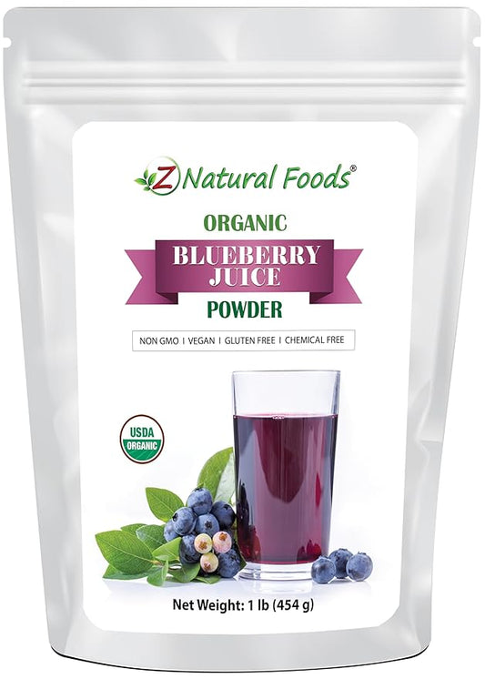 Organic Blueberry Juice Powder - Superfood Berry Antioxidant Supplement - Mix In Drinks, Shakes, Smoothies, Muffins, Cooking, & Baking Recipes - Non GMO, Gluten Free, Vegan, Kosher - 1 lb