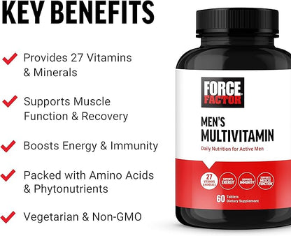 Force Factor Men’s Multivitamins, Multivitamin 27 Vitamins 60 Tablets