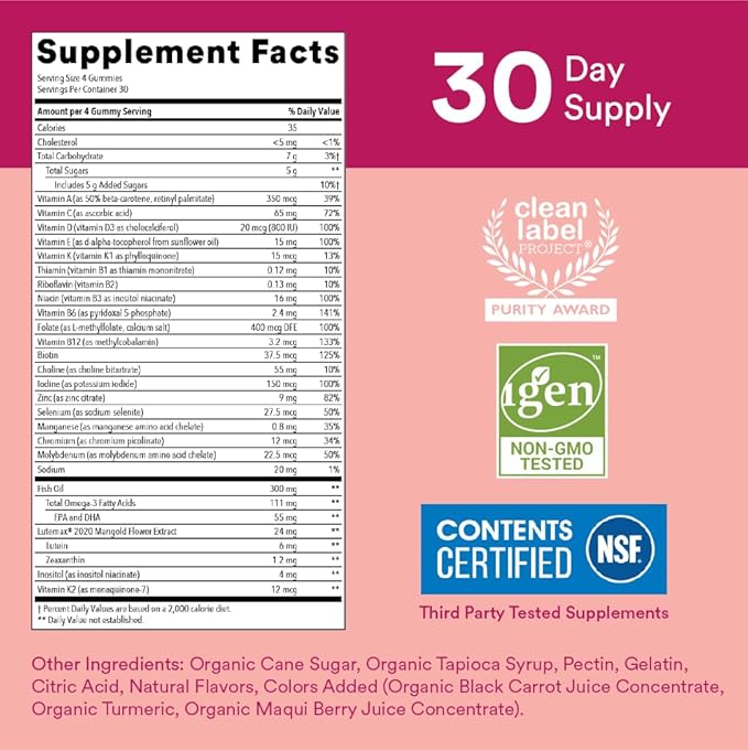SmartyPants Teen Girl Multivitamin Gummies: Omega 3 Fish D3, C, B12, B6, B6, Vitamin 120 Count (30 Day 2)