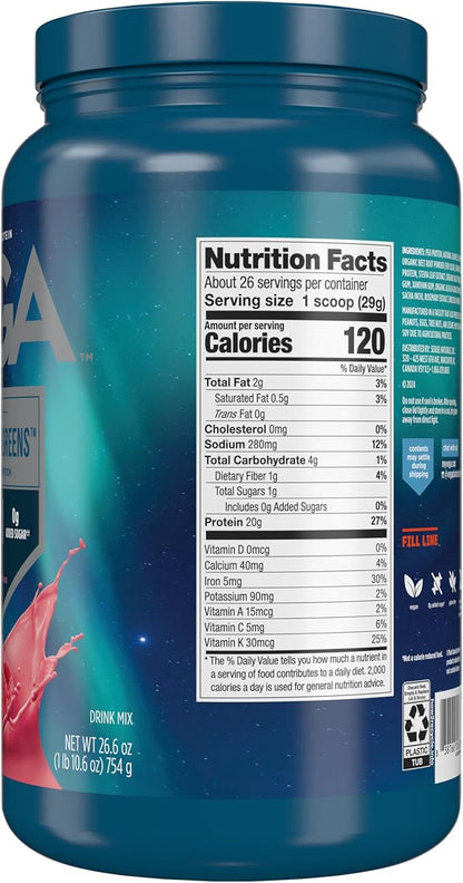 Vega Protein and Greens Protein Powder, Berry - 20g Plant Based Protein Plus Veggies, Vegan, Non GMO, Pea Protein for Women and Men, 1.7 lbs (Packaging May Vary)
