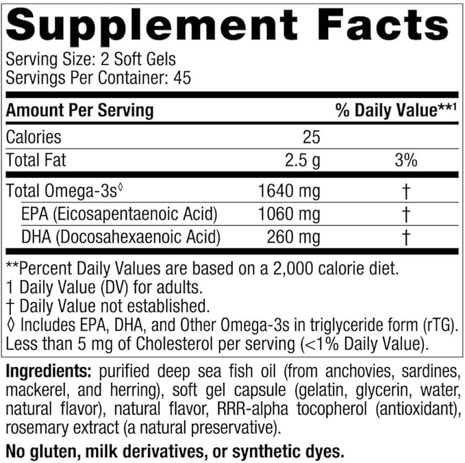 Nordic Naturals EPA Xtra, Lemon 90 Soft 1640 mg Omega-3 - 45 Servings