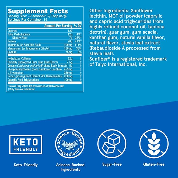 Bulletproof Vanilla Bean Energy Collagen Protein 18.3 Ounces,