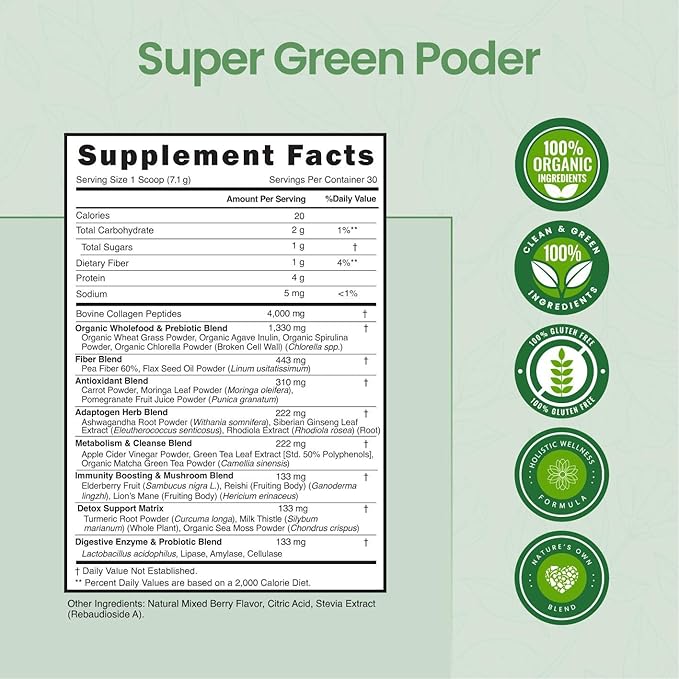 Nature’s Eagle Greens Powder with Collagen Peptides