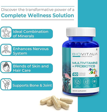 Biovitalia Multivitamins + Probiotics Dietary Supplement 60 Veg