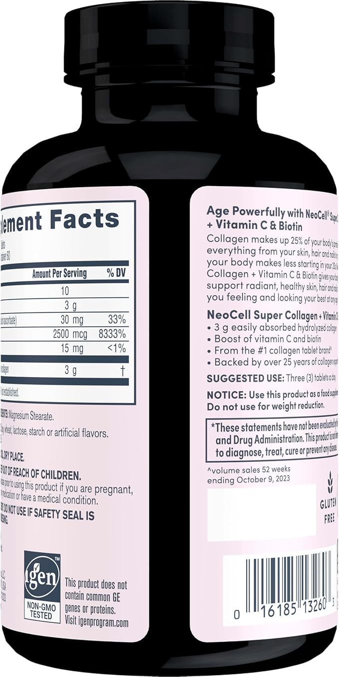NeoCell Super Collagen With Vitamin C 180 Count, 1 Bottle