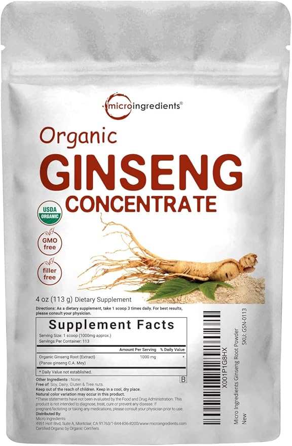 Micro Ingredients Maximum Strength Organic Korean 200:1 Powder, 4 Ounce,