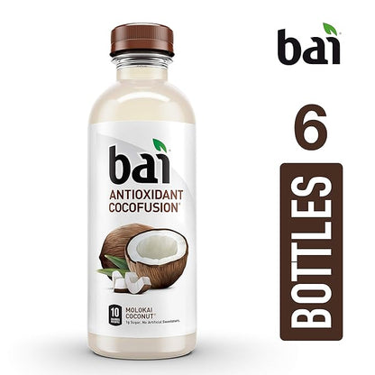 Bai Coconut Flavored Water, Molokai Coconut, Antioxidant Infused Drinks, 18 Fl. Oz. (Pack of 6)