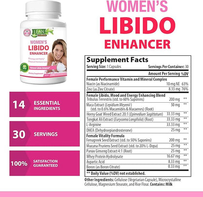 Libido Booster for Women, Maca Root Fenugreek Tongkat Ali Horny Goat Weed Female Energy Enhancer, Hormone Harmony Balance Mood Support Menopause Panax Ginseng DHEA Boron Supplement Pills, 30 Capsules