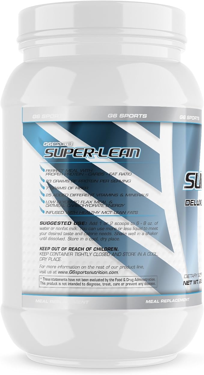 Nutrition Super-Lean Deluxe Meal Replacement (32g 7g Fiber, 25 Added 2.5lb Jar