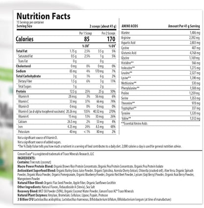 MacroLife Naturals MacroMeal Vegan Protein Powder Superfood Greens Probiotics + Fiber, Immune Energy Digestive Daily Essentials for Women & Men Gluten-Free - (15 Servings) (15 Servings, Vanilla)