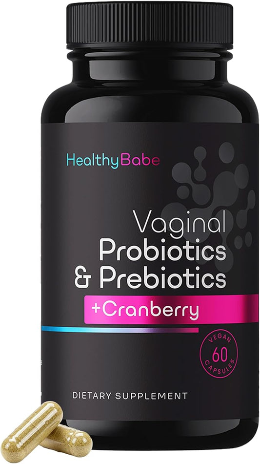 Vaginal Probiotics for Women + Prebiotics & Cranberry Pills, pH Balance, Healthy Odor, Yeast, Immune Support, Positive Microbiome Health, Women’s Acidophilus Probiotic, 60 Vegan Capsules