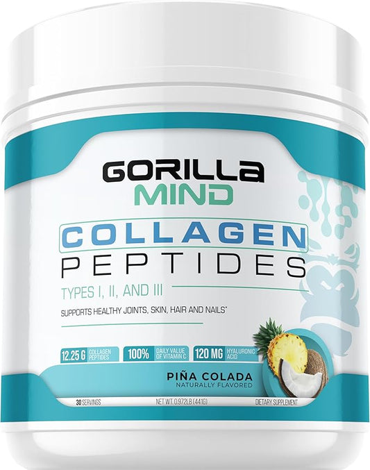 Gorilla Mind Collagen Peptides Powder 441g (Piña